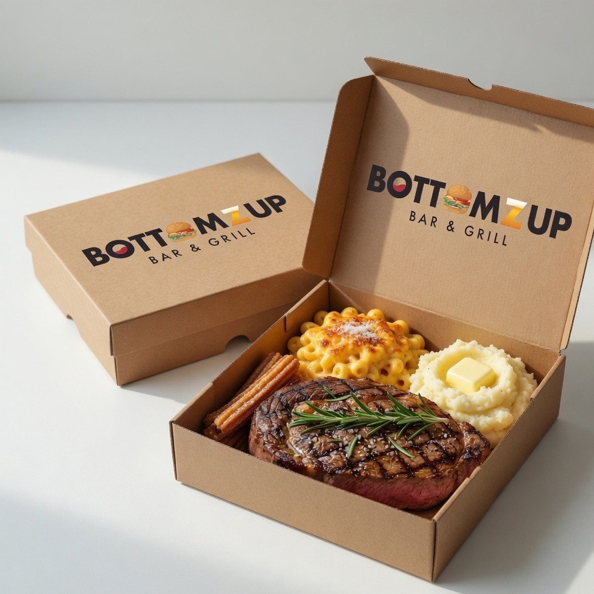 Bottomz Up VIP ribeye catering box