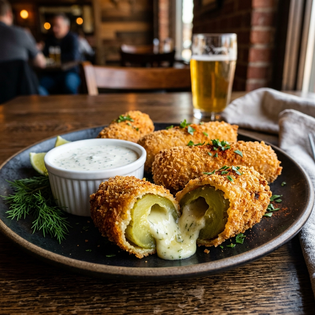 Pickle poppers with cream cheese and ranch