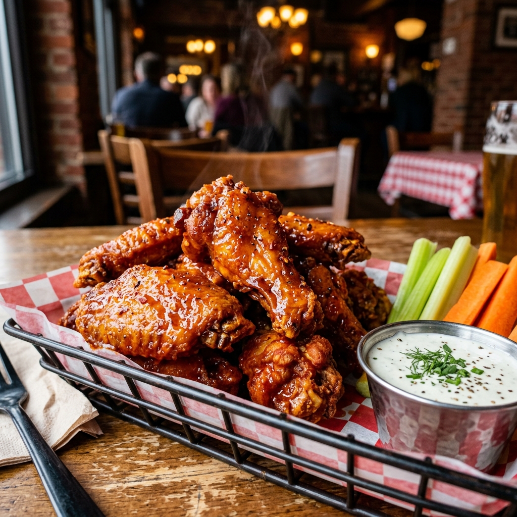 Bone-in wings tossed in sauce